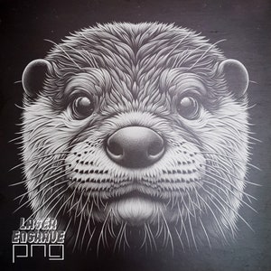 Otter Face PNG | Plik do grawerowania laserowego | Slate PNG | Grawerowane podstawki z łupka | Pliki do routera CNC | Trawienie płyt z łupka | Dekoracje domowe DIY