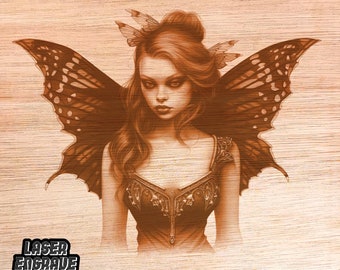 Cute Fairy PNG | Laser Engraving File | CNC Files for Wood | Fantasy Plaque Etching | Magical Design | Mystical Fairyland | Woodland Sprite