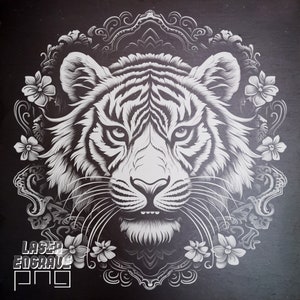 Zodíaco chino / Archivo PNG grabado con láser / Signo del tigre / Ideas para regalos de horóscopo / Posavasos de pizarra grabados / Año Nuevo lunar / Glowforge / CNC