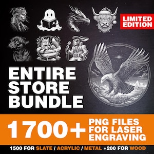 Fichiers PNG de gravure au laser | Commande groupée pour CO2, diode, laser à fibre | Fichier de sous-bocks en ardoise | Lightburn, Glowforge, Xtool Ready | Bois