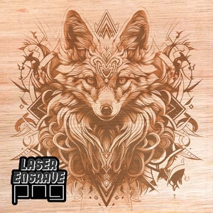 Mandala renard PNG | Fichier de gravure laser | Lime pour routeur CNC pour le bois | Décoration d'intérieur en bois | Dessous de verre gravés sur bois | Art de renard PNG | Mandala renard