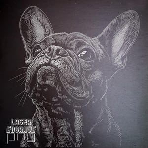 Franse bulldog-laser, png-bestand | Leisteengravurebestand | Leisteen onderzetters | Cnc-routerbestanden | CNC-projecten | Hondenraslaser | Glowforge | CNC: