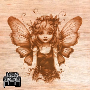 Cute Fairy PNG | Laser Engraving File | CNC Files for Wood | Fantasy Plaque Etching | Magical Design | Mystical Fairyland | Woodland Sprite