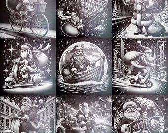 Leisteengravure van kerstman PNG-bestanden: kerstlaserontwerpen (digitale download)