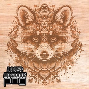 Mandala renard PNG | Fichier de gravure laser | Lime pour routeur CNC pour le bois | Décoration d'intérieur en bois | Dessous de verre gravés sur bois | Art de renard PNG | Mandala renard