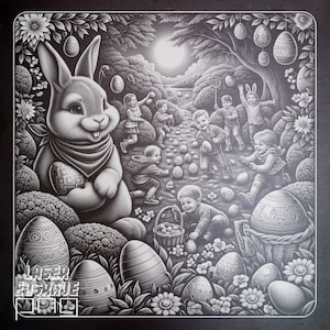 Retro Easter PNG | Plik do grawerowania laserowego | Łupek PNG | Grawerowane podstawki z łupka | Pliki do routera CNC | Trawienie desek z łupka | Dekoracja domu DIY