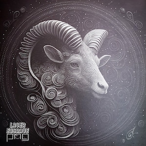 Steinbock PNG | Lasergravur-Datei | Schiefer Untersetzer Ätzdatei | Sternzeichen Geschenk | Horoskop Kunstwerk | Astrologie-Design | CNC
