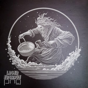 Verseau PNG | Fichier de gravure laser | Fichier de gravure pour dessous de verre en ardoise | Cadeau signes du zodiaque | Oeuvre d'art de l'horoscope | Conception d'astrologie | CNC astucieuse