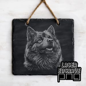 Eurasier Laser PNG | Plik grawerowania łupkowego | Podkładki łupkowe | Pliki routera CNC | Projekty CNC | Laser rasy psa | Glowforge, gotowy na Lightburn