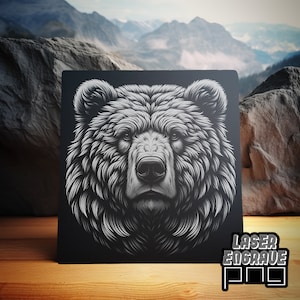 Głowa niedźwiedzia PNG | Plik do grawerowania laserowego | Łupek PNG | Grawerowane podstawki z łupka | Pliki routera CNC | Grawerowanie tablic łupkowych | USA Bear Png | Sztuka