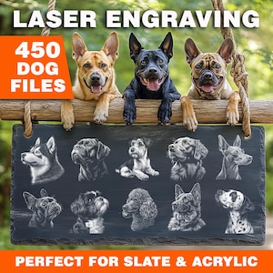 Pacchetto 450 razze di cani / File per incisione laser a diodo e CO2 / Ardesia, acrilico e metallo / Compatibile con Glowforge e Lightburn / Progetti CNC