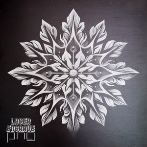 Plik do grawerowania laserowego | Łupek PNG | Podkładki z łupka grawerowane | Pliki routera CNC | Trawienie płyt łupkowych | Dekoracje domowe DIY | Kwiat śnieżynki PNG