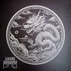Zodíaco chino / Archivo PNG grabado con láser / Signo del dragón / Ideas para regalos del horóscopo / Posavasos de pizarra grabados / Año Nuevo lunar / Glowforge / CNC