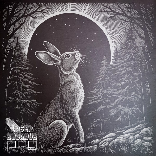 Wererabbit | Slate Laser Engraving File | Downloadable PNG | Lightburn | Glowforge