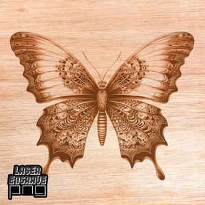 File di incisione laser / PNG bruciati al laser / Scaricabili / Progetti CNC / File CNC per legno / Arte murale decorativa in legno / Farfalla artistica