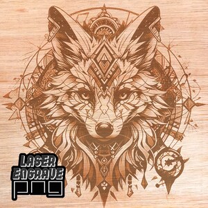Mandala renard PNG | Fichier de gravure laser | Lime pour routeur CNC pour le bois | Décoration d'intérieur en bois | Dessous de verre gravés sur bois | Art de renard PNG | Mandala renard