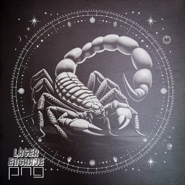 Scorpio PNG | Laser Engraving File | Slate Coaster Etching File | Zodiac Signs Gift | Horoscope Artwork | Astrology Design | Wall Art CNC