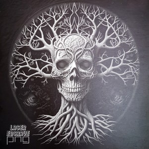 Yggdrasil Skull Laser Engraving File: Halloween PNG, CNC Etching (Digital Download)