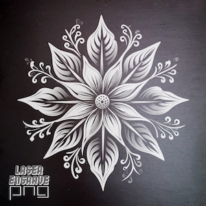 Plik do grawerowania laserowego | Łupek PNG | Grawerowane podstawki z łupka | Pliki routera CNC | Grawerowanie tablic łupkowych | Dekoracje domowe DIY | Kwiat gwiazdy PNG