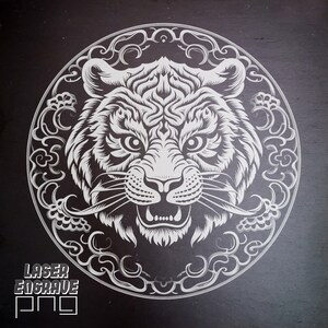 Zodíaco chino / Archivo PNG grabado con láser / Signo del tigre / Ideas para regalos de horóscopo / Posavasos de pizarra grabados / Año Nuevo lunar / Glowforge / CNC
