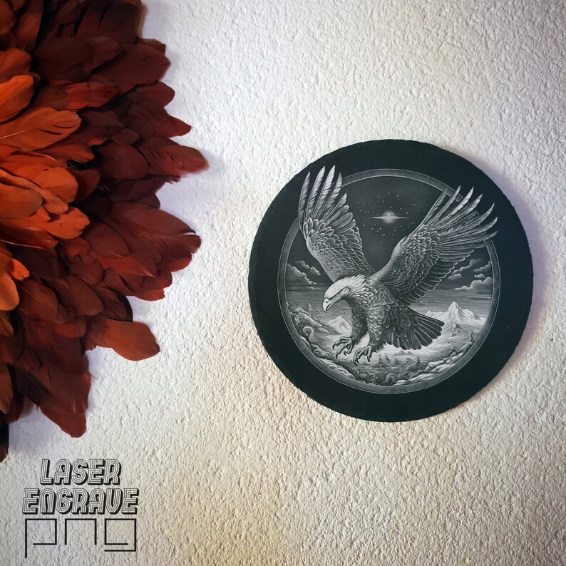 Águila calva grabada en pizarra con láser (archivo PNG) - Lightburn, Glowforge, XTool imagen 4