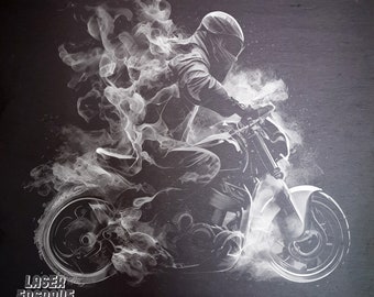 Laser Engrave PNG | Glowforge ready | Lightburn Digital | Slate Etching File | Biker Gifts