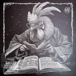 Zodíaco chino / Archivo PNG grabado con láser / Signo del gallo / Ideas para regalos del horóscopo / Posavasos de pizarra grabados / Año Nuevo lunar / Glowforge / CNC