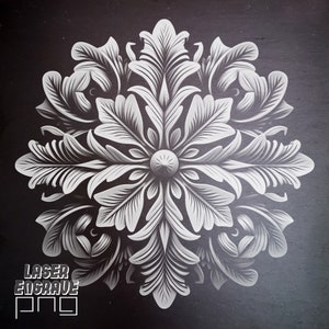 Laser Engraving File | Slate PNG | Slate Coasters Engraved | Cnc Router Files | Slate Boards Etching | DIY Home Decor | Snowflake Flower PNG