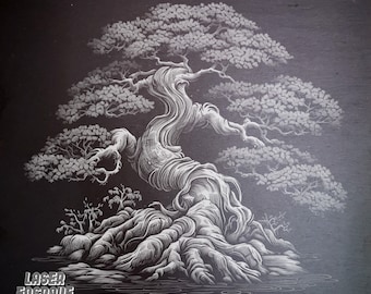 Archivo PNG de grabado láser de árbol bonsái: Arte decorativo zen