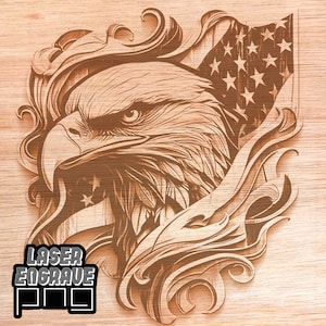 Águila calva PNG / Archivo de grabado láser / Archivo CNC para madera / Posavasos de madera / Proyecto CNC / Diseños láser de CO2 / 4 de julio PNG / Día de la Independencia