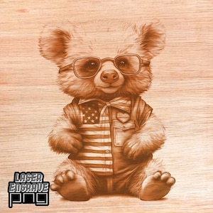 Patriotic Bear Laser Engraving File: USA Flag Teddy Bear (PNG)
