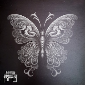 Flying Butterfly  PNG | Laser Engraving File | Slate Coasters Engraved | CNC Projects | Downloadable Prints | CNC router Files | Slate Board