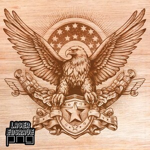 Águila calva PNG / Archivo de grabado láser / Archivo CNC para madera / Posavasos de madera / Proyecto CNC / Diseños láser de CO2 / 4 de julio PNG / Día de la Independencia