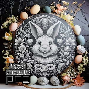 Lasergravure paashaas | Leisteen en CNC-bestand | Vintage Pasen-png | Glowforge, Lightburn, Xtool Ready | Zelf paasonderzetters maken"