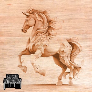 Caballo / PNG para grabar con láser / Preparado para quemar con luz y forjar con luz / Grabado en madera