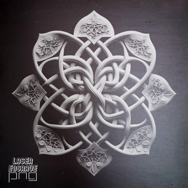 Laser Engraving File | Slate PNG | Slate Coasters Engraved | Cnc Router Files | Slate Boards Etching | DIY Home Decor | Celtic Flower PNG