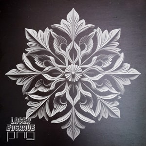 Laser Engraving File | Slate PNG | Slate Coasters Engraved | Cnc Router Files | Slate Boards Etching | DIY Home Decor | Snowflake Flower PNG