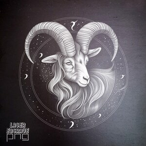 Capricornio PNG / Archivo de grabado láser / Archivo de grabado para posavasos de pizarra / Regalo de signos del zodíaco / Ilustración del horóscopo / Diseño de astrología / CNC