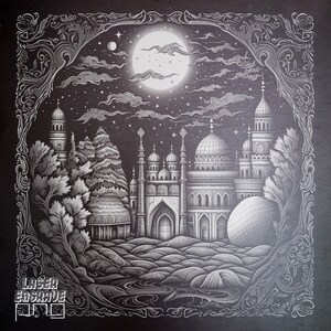 Plik do grawerowania laserowego | Podkładki z łupka grawerowane | Projekty CNC | Grawerowanie laserowe PNG | Wydruki do pobrania | Artful Art | Arabian Nights PNG