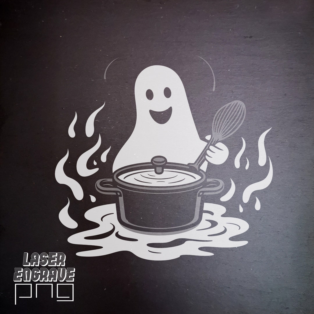 Halloween Ghost Chef PNG: Laser Engraving File for Slate Coaster ...