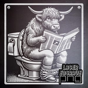 Hooglandkoe, png PNGEgg | Leisteen onderzetter, png PNGEgg | Co2-laserbestanden | Toiletdeurbordje | Airbnb-huisborden | Lasergraveren, png-bestand | WC Toiletbord | Papier