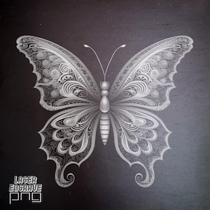 Papillon volant PNG | Fichier de gravure laser | Prêt pour la forge luminescente | Numérique Lightburn | Fichier de gravure sur ardoise |