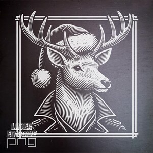 Jeleń bożonarodzeniowy PNG | Plik do grawerowania laserowego | Czapka Mikołaja PNG | Podkładki z łupka | Projekty CNC | Dekoracje świąteczne | Zapasy świąteczne | Zabawne | Łupek Png | Sztuka