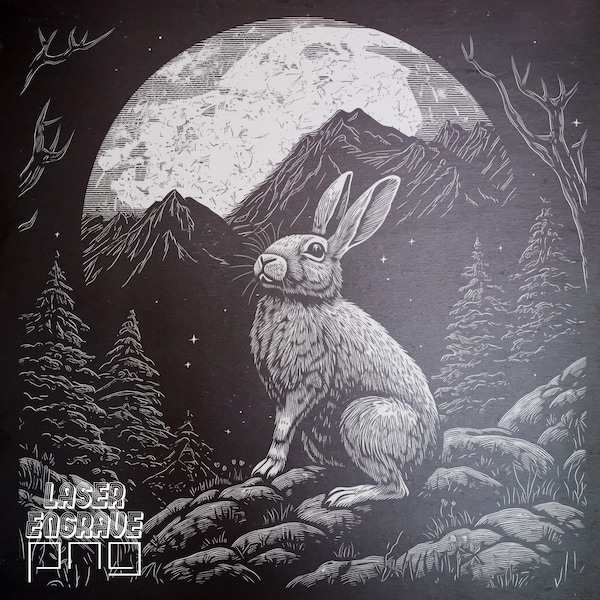 Wererabbit | Slate Laser Engraving File | Downloadable PNG | Lightburn | Glowforge