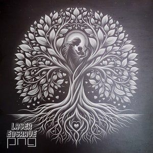 Plik do grawerowania laserowego na Dzień Matki | Drzewo Życia Yggdrasil | Podkładka z łupka PNG | Pliki do routera CNC | Grawerowanie płyt łupkowych | Dekoracja domu DIY