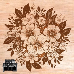 Bloemen | Lasergraveren, png-bestand | Lightburn en Glowforge | Houtets: