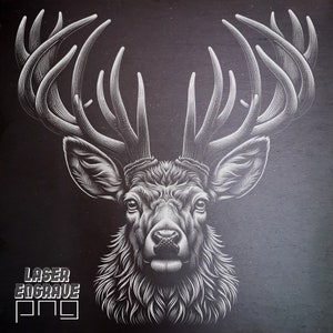 Jeleń PNG | Grafika z jeleniem | Plik do grawerowania laserowego | Łupek PNG | Grawerowane podstawki z łupka | Pliki routera CNC | Trawienie płyt łupkowych | Wystrój domu