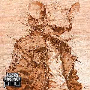 Pliki do grawerowania laserowego | Laser Burn PNG | Do pobrania | Projekty CNC | Pliki CNC do drewna | Drewniana dekoracyjna sztuka ścienna | Artystyczne | Punk Rat