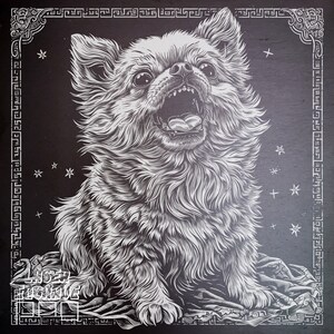 Zodíaco chino / Archivo PNG grabado con láser / Signo del perro / Ideas para regalos de horóscopo / Posavasos de pizarra grabados / Año Nuevo lunar / Glowforge / CNC
