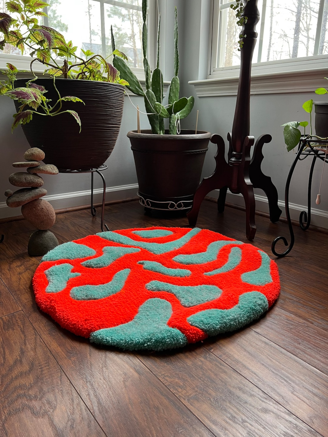 Circular Abstract Ultra Soft Tufted Rug, Customizable Colors - Etsy